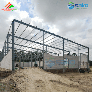 Công trình nhà khung thép kết hợp Gạch nhẹ AAC tại tỉnh tỉnh An Giang