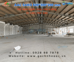 Tường vách AAC ngăn cháy nhà xưởng EI-240, REI-240 tại VSIP 1 Bình Dương