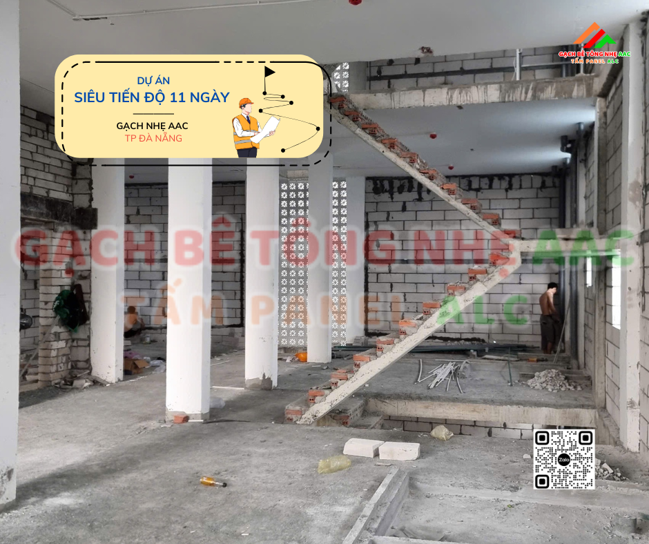 Gạch nhẹ AAC - Thi công thần tốc công trình 1000 M2 tại Đà Nẵng