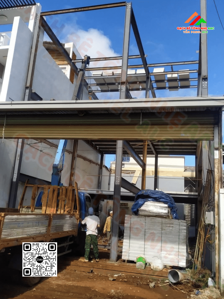 Ưu điểm khi xây nhà khung thép bằng gạch bê tông nhẹ AAC
