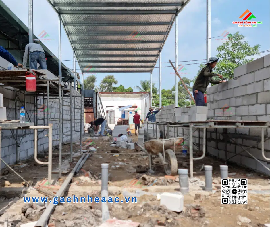 Xây 10 phòng trọ chống nóng với Gạch AAC tại Thuận An, TP. HCM