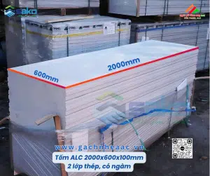 Tấm bê tông nhẹ ALC PANEL KT 2000x600x100mm - 2 lớp thép