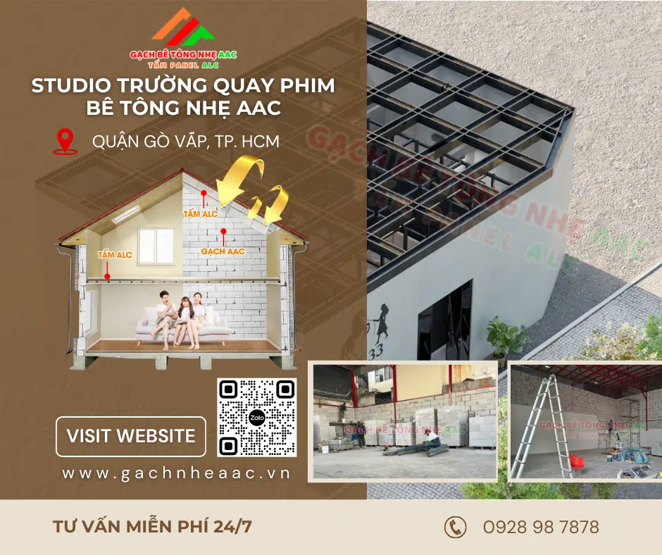 Xây dựng studio – phim trường bằng gạch nhẹ AAC Gò Vấp, TP. HCM