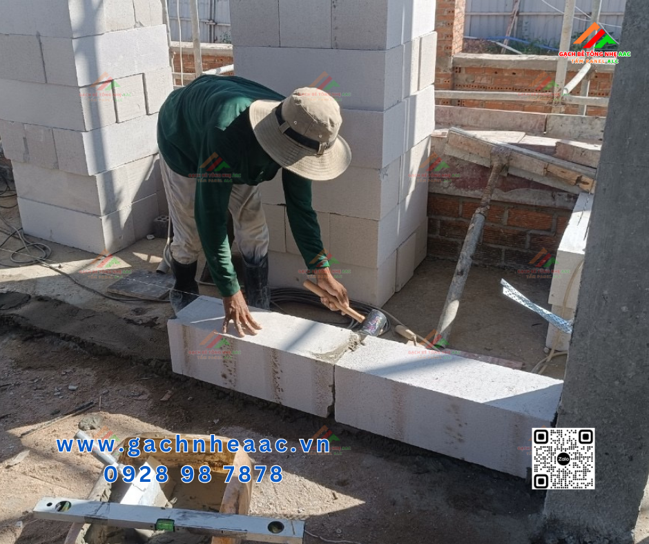Thực tế thi công tường bê tông nhẹ dày 20cm tại Đà Nẵng