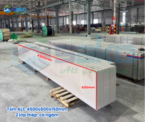 Tấm bê tông nhẹ ALC PANEL 4500x600x150mm 2 lớp thép