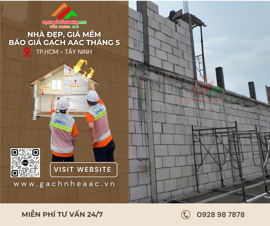 Báo giá gạch AAC tháng 5 khu vực Tây Ninh