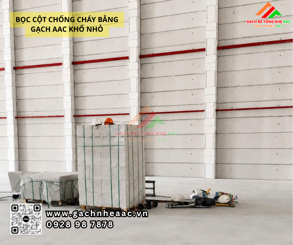Gạch nhẹ AAC bọc cột ngăn cháy