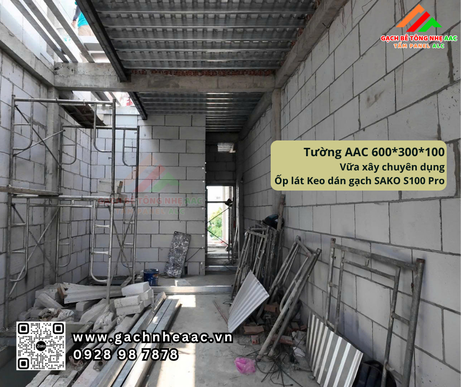 Công trình xây tường gạch nhẹ AAC tại quận Tân Bình