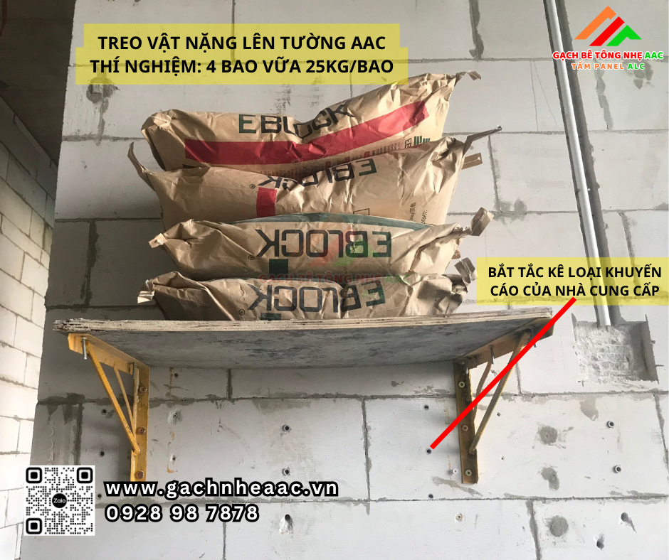 Thí nghiệm treo vật nặng lên tường AAC