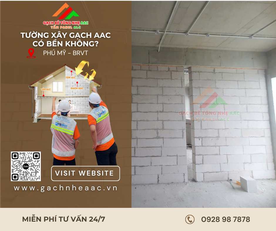 Độ bền của tường gạch AAC