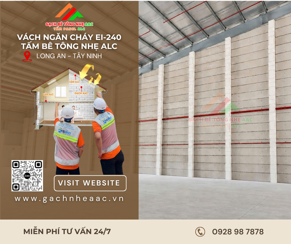 Vách chống cháy EI-240 KCN Long An, tỉnh Tây Ninh