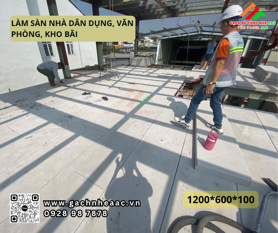 Tấm ALC 1200x600x100 làm sàn