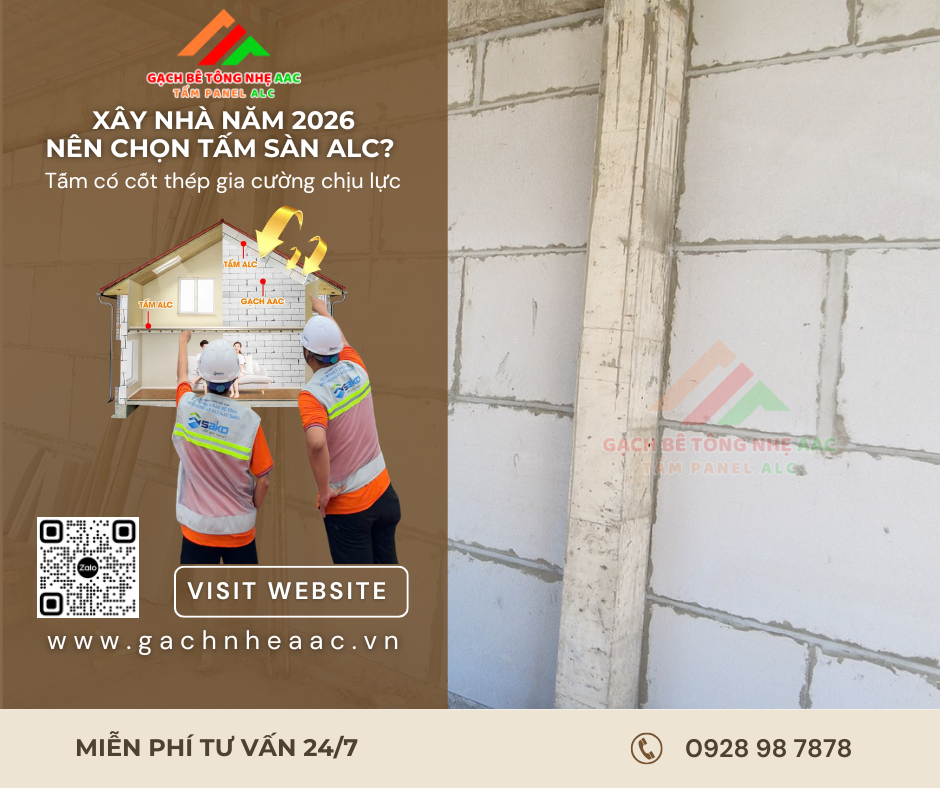 Tấm ALC nhẹ bằng 1/3 đổ bê tông truyền thống