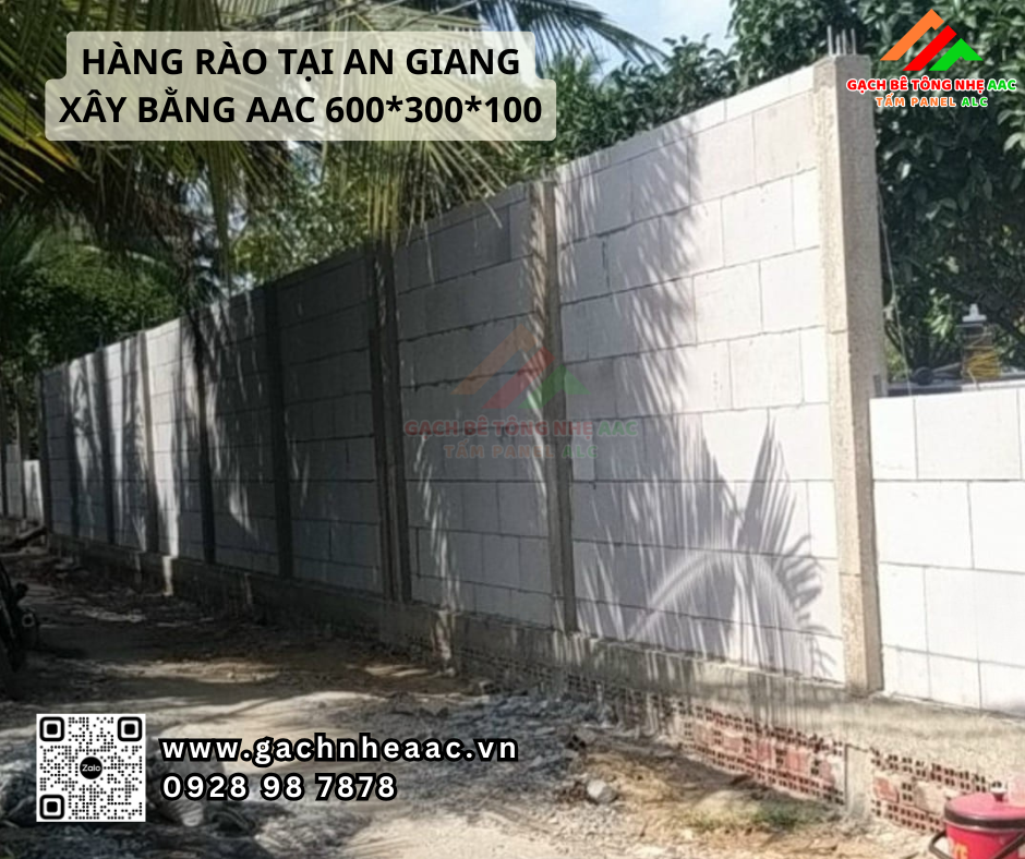 Tường rào AAC 600x300x100mm tại An Giang