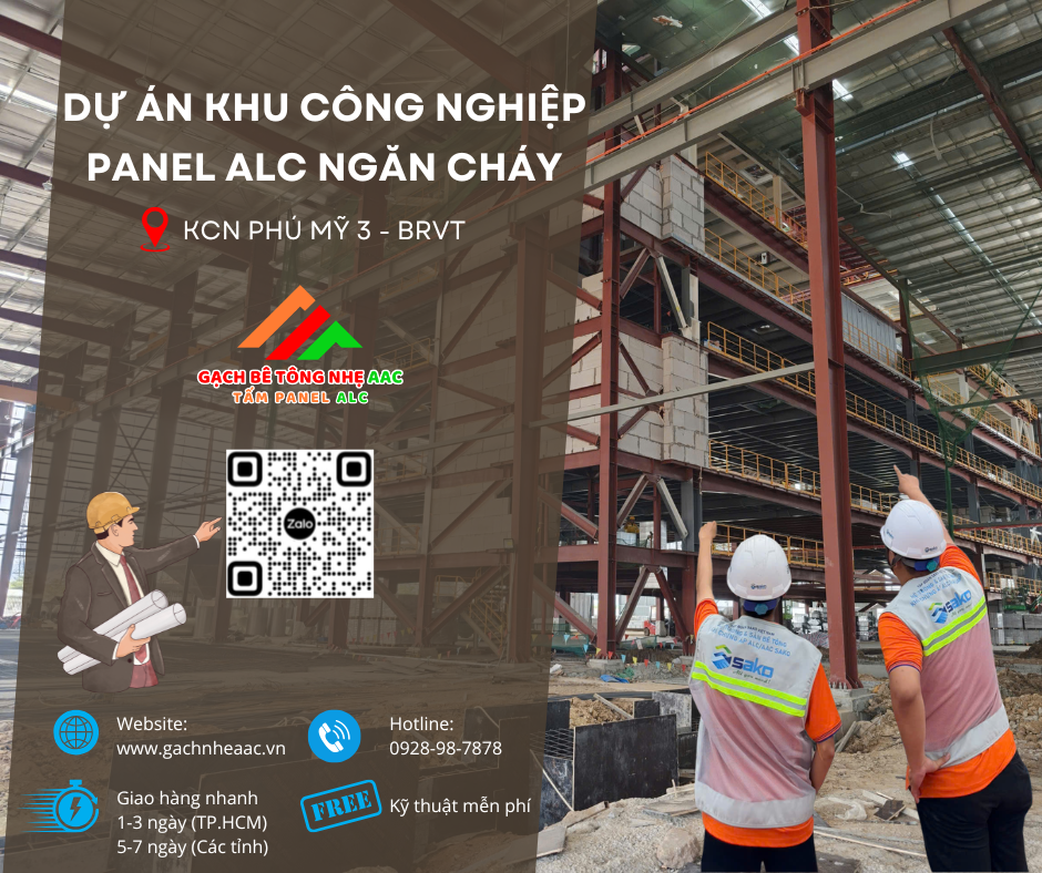 Thi công vách ngăn chống cháy bằng Tấm Panel ALC tại dự án nhà xưởng KCN Phú Mỹ 3