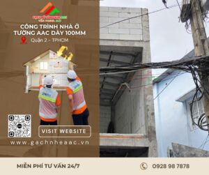 Công trình nhà ở tường bê tông nhẹ AAC dày 100mm