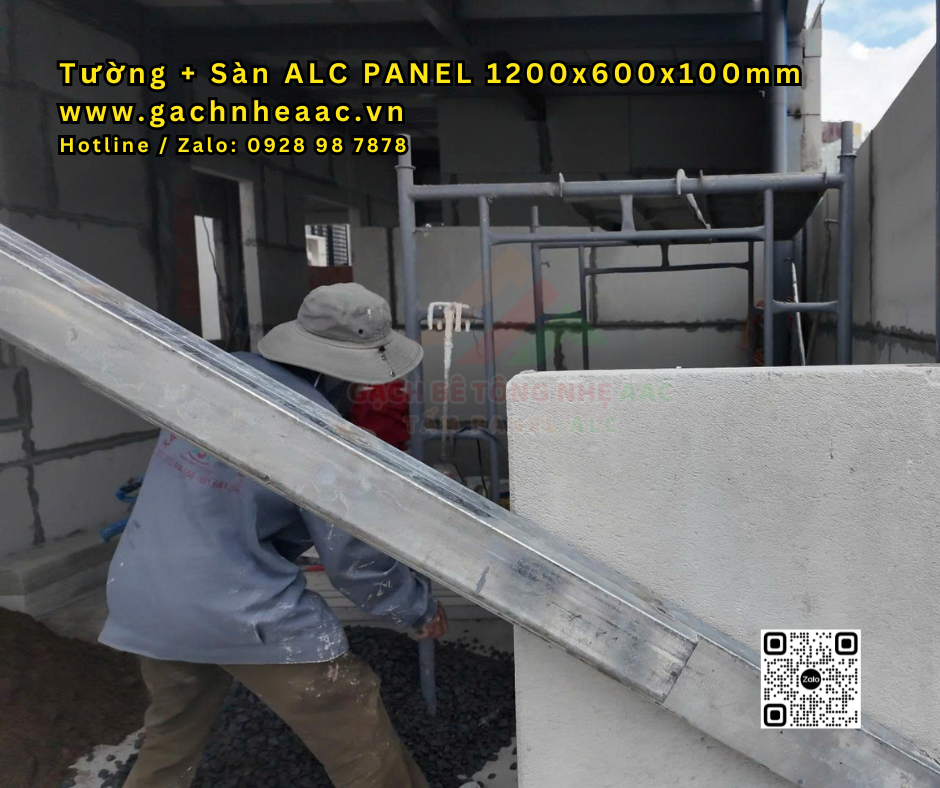 Nhà Khung Thép Đà Nẵng Tấm ALC Panel 1200x600x100mm