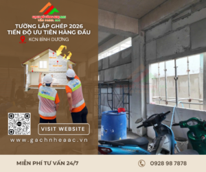 Tường lắp ghép tấm bê tông nhẹ Bình Dương