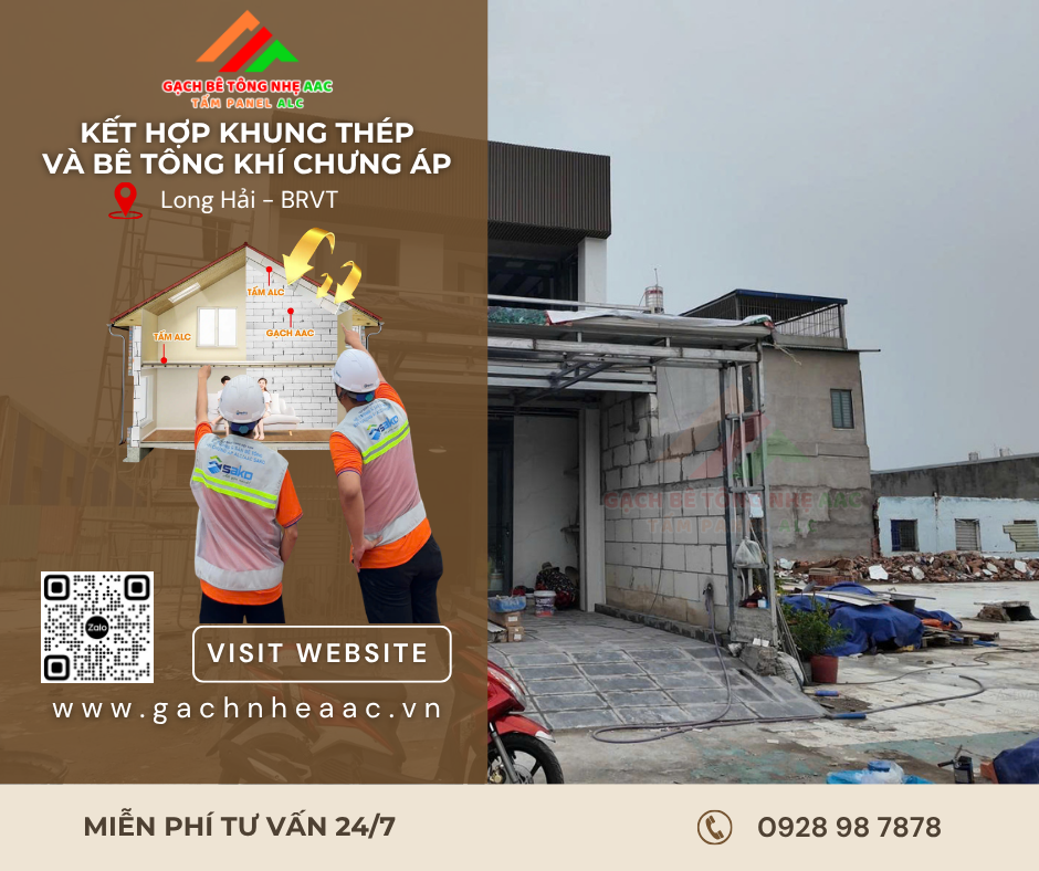 Nhà khung thép gạch bê tông khí chưng áp