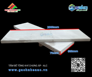 Tấm bê tông nhẹ ALC 2000x600x75mm hai lớp thép