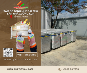 Tấm bê tông nhẹ dài 2m8 làm sàn nhà xưởng