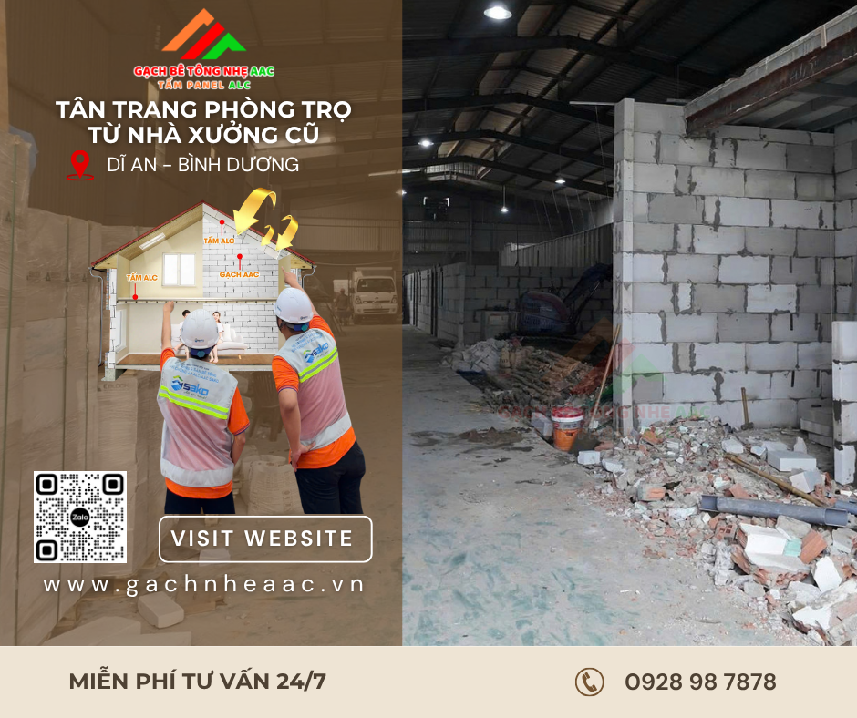 Tân trang phòng trọ từ nhà xưởng cũ tại Dĩ An Bình Dương