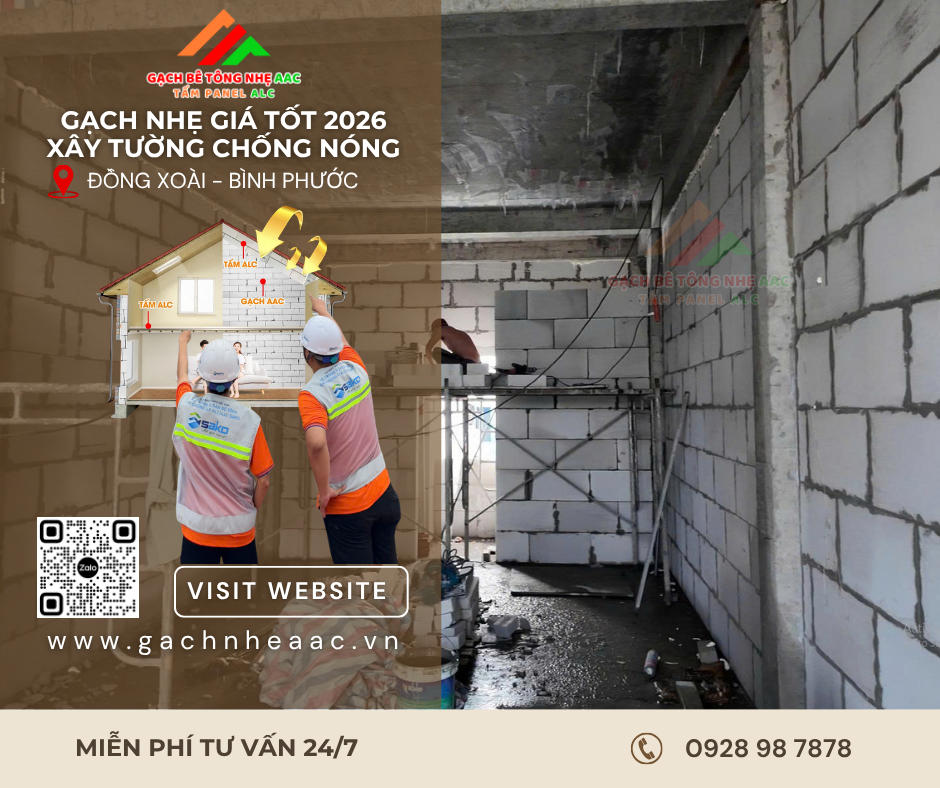Gạch nhẹ AAC giá tốt 2026 khu vực miền Nam